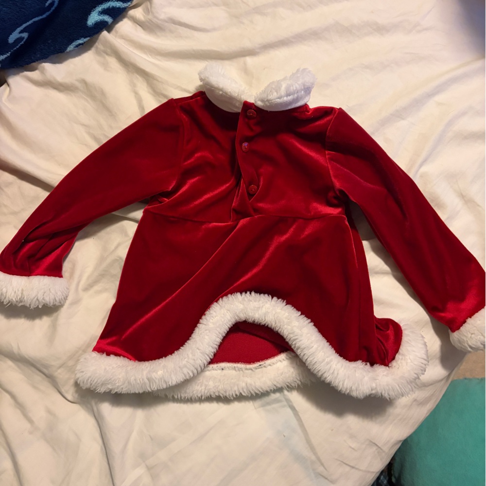 Santa outfit Red Toddler Velvet shirt pant- 2T, 24 months Christmas holidays